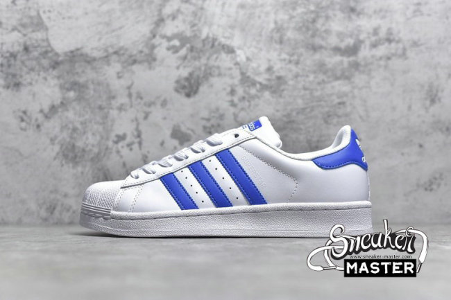 ADIDAS SUPERSTAR SHOES CLOUD WHITE/BLUE BIRD/OFF WHITE FW4406