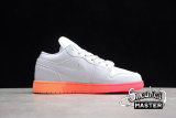 NIKE AIR JORDAN 1 LOW GS SUNSET SOLE WHITE/WHITE/LASER CRIMSON 554723-100