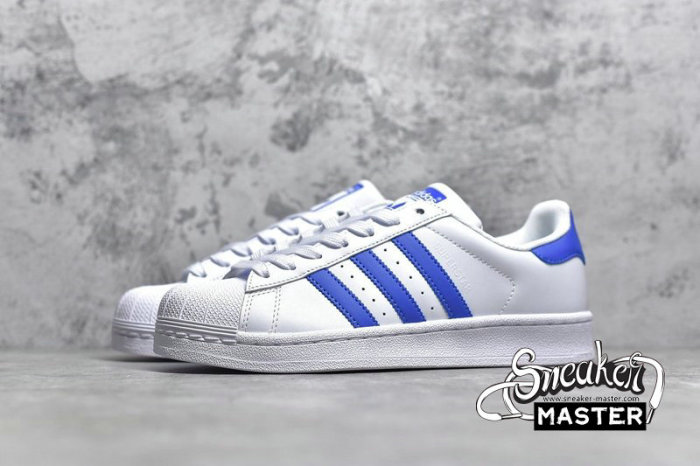 ADIDAS SUPERSTAR SHOES CLOUD WHITE/BLUE BIRD/OFF WHITE FW4406