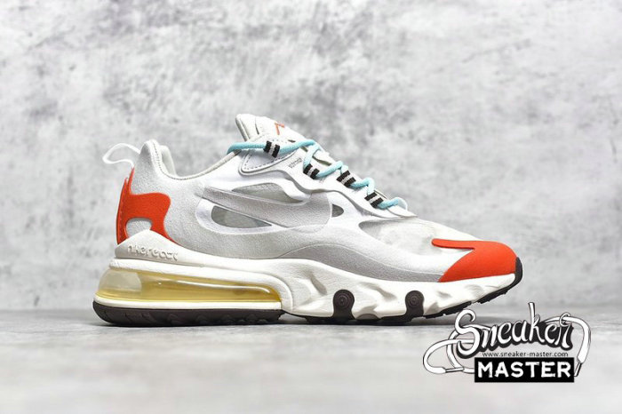 NIKE AIR MAX 270 REACT LIGHT BEIGE CHALK/SUMMIT WHITE/TEAM ORANGE AT6174-200