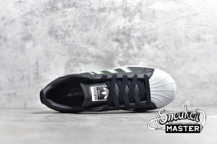 ADIDAS SUPERSTAR SHOES CORE BLACK/CLOUD WHITE/GREEN-RED BD7435