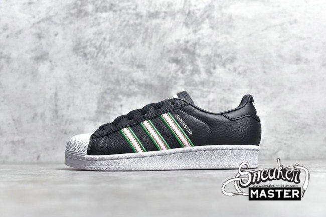 ADIDAS SUPERSTAR SHOES CORE BLACK/CLOUD WHITE/GREEN-RED BD7435
