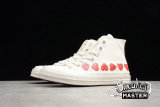 CONVERSE CHUCK TAYLOR ALL-STAR HIGH 70S X COMME DES GARÇONS PLAY MULTI HEARTS WHITE/RED 162972C