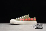 CONVERSE CHUCK TAYLOR 70S LOW TOP MULTI HEART X COMME DES GARÇONS PLAY KHAKHI GREEN/WHITE 162976C