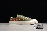 CONVERSE CHUCK TAYLOR 70S LOW TOP MULTI HEART X COMME DES GARÇONS PLAY KHAKHI GREEN/WHITE 162976C