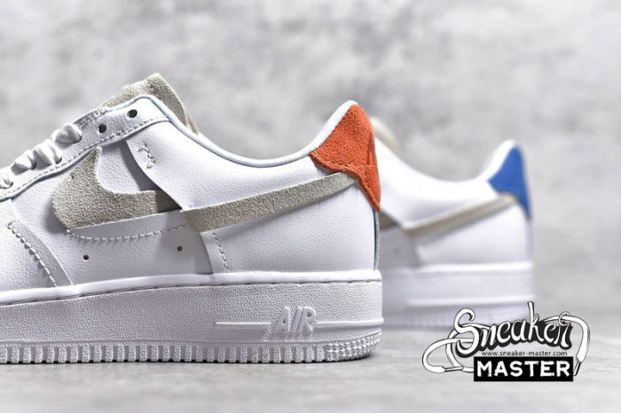 NIKE AIR FORCE 1 LOW 07 LXX VANDALIZED WHITE/PLATINUM TINT-GAME ROYAL-HABANERO RED 898889-103