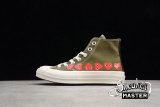 CONVERSE CHUCK TAYLOR ALL-STAR HIGH 70S X COMME DES GARÇONS PLAY MULTI HEARTS BROWN/KHAKI 162973C