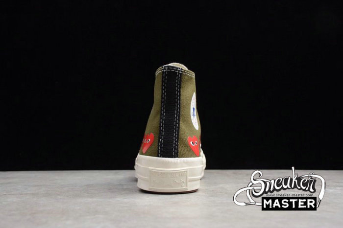CONVERSE CHUCK TAYLOR ALL-STAR HIGH 70S X COMME DES GARÇONS PLAY MULTI HEARTS BROWN/KHAKI 162973C