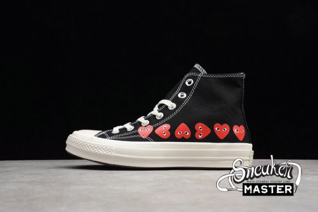 CONVERSE CHUCK TAYLOR ALL-STAR HIGH 70S X COMME DES GARÇONS PLAY MULTI HEARTS WHITE/BLACK 150209C