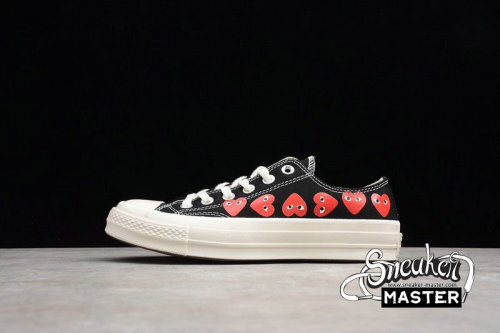 CONVERSE CHUCK TAYLOR ALL-STAR LOW 70S X COMME DES GARÇONS PLAY MULTI HEARTS WHITE/BLACK/RED 162977C