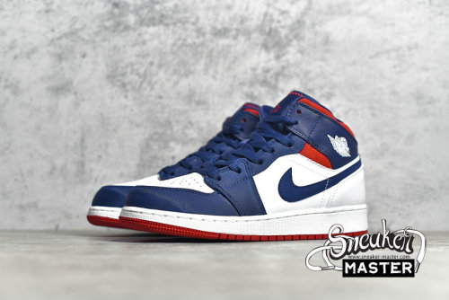 NIKE AIR JORDAN 1 MID GS USA OLYMPIC NAVY BLUE/WHITE/RED BQ6931-104