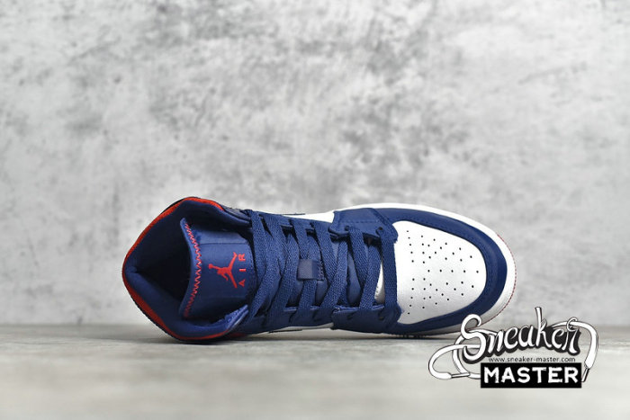 NIKE AIR JORDAN 1 MID GS USA OLYMPIC NAVY BLUE/WHITE/RED BQ6931-104