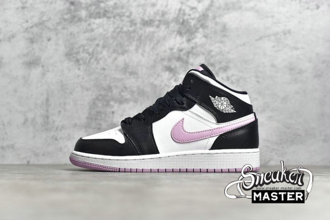 NIKE AIR JORDAN 1 MID GS WHITE/LIGHT ARCTIC PINK/BLACK 555112-103