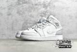 NIKE AIR JORDAN 1 MID SE GS SWOOSH LOGO GREY CAMO WHITE/PHOTON DUST/GREY FOG DD3235-100