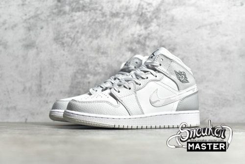 NIKE AIR JORDAN 1 MID SE GS SWOOSH LOGO GREY CAMO WHITE/PHOTON DUST/GREY FOG DD3235-100