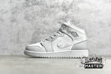 NIKE AIR JORDAN 1 MID SE GS SWOOSH LOGO GREY CAMO WHITE/PHOTON DUST/GREY FOG DD3235-100