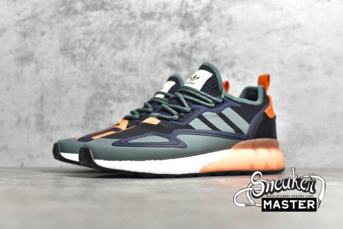 ADIDAS ZX 2K BOOST SHOES CORE BLACK/TECH EMERALD/COLLEGIATE NAVY FZ0218