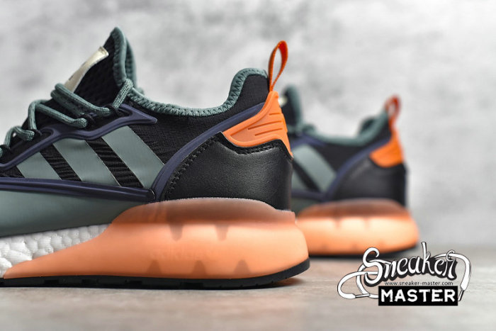 ADIDAS ZX 2K BOOST SHOES CORE BLACK/TECH EMERALD/COLLEGIATE NAVY FZ0218
