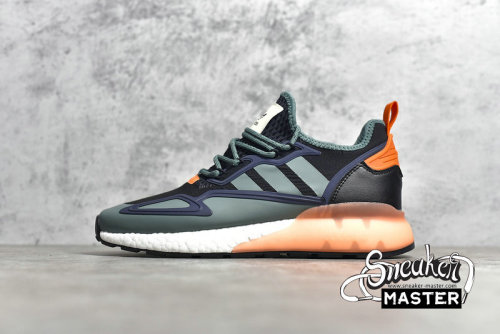 ADIDAS ZX 2K BOOST SHOES CORE BLACK/TECH EMERALD/COLLEGIATE NAVY FZ0218