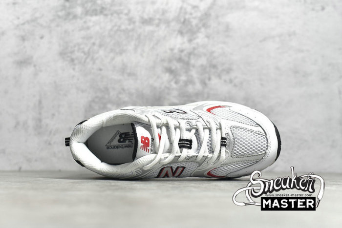 NEW BALANCE 530 V2 RETRO RUNNING SHOES WHITE/SILVER/RED MR530SA