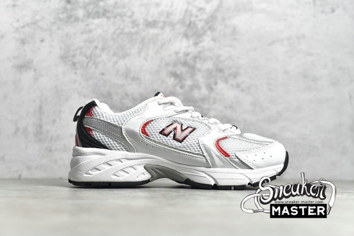 NEW BALANCE 530 V2 RETRO RUNNING SHOES WHITE/SILVER/RED MR530SA