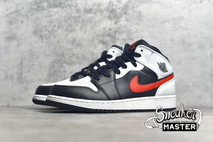 NIKE AIR JORDAN 1 MID GS CHILE RED BLACK/CHILE RED/WHITE 554725-075
