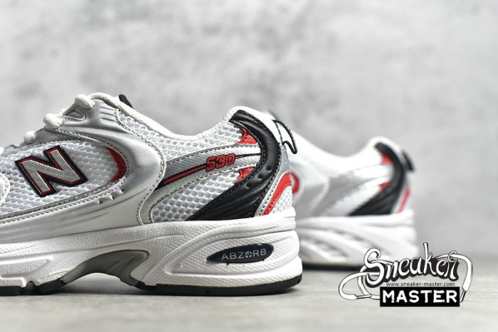 NEW BALANCE 530 V2 RETRO RUNNING SHOES WHITE/SILVER/RED MR530SA