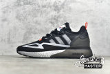 ADIDAS ZX 2K BOOST SHOES CORE BLACK/HALO SILVER/GLOW BLUE FY5724