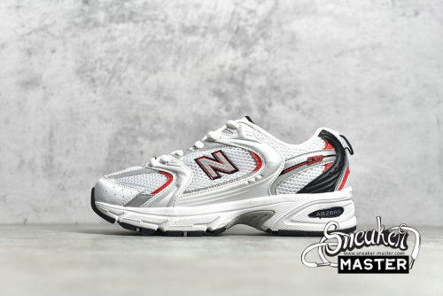 NEW BALANCE 530 V2 RETRO RUNNING SHOES WHITE/SILVER/RED MR530SA