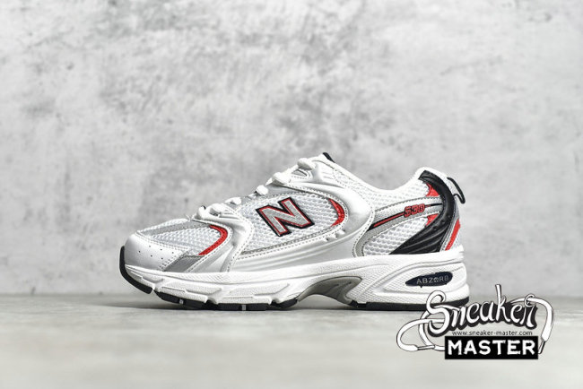 NEW BALANCE 530 V2 RETRO RUNNING SHOES WHITE/SILVER/RED MR530SA