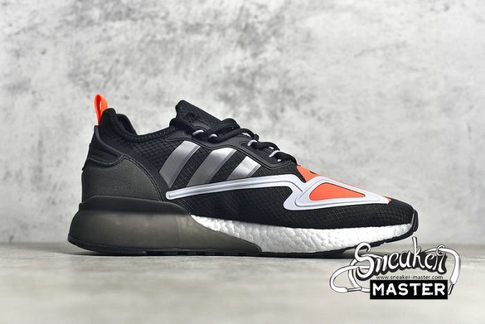 ADIDAS ZX 2K BOOST SHOES CORE BLACK/HALO SILVER/GLOW BLUE FY5724
