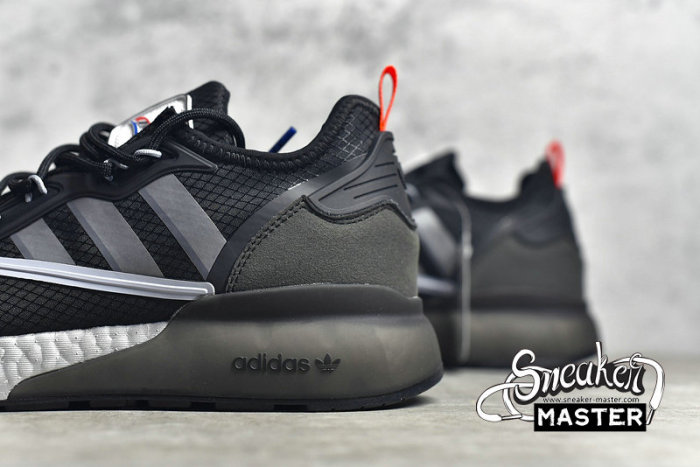 ADIDAS ZX 2K BOOST SHOES CORE BLACK/HALO SILVER/GLOW BLUE FY5724
