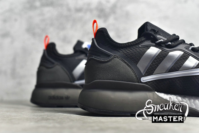 ADIDAS ZX 2K BOOST SHOES CORE BLACK/HALO SILVER/GLOW BLUE FY5724