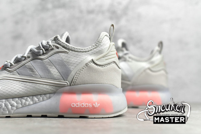 ADIDAS ZX 2K BOOST SHOES GREY ONE/SILVER METALLIC/SOLAR RED FX7028