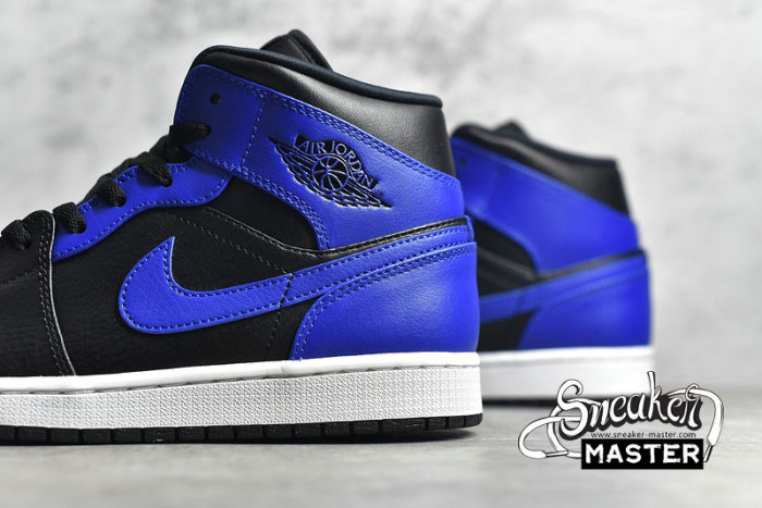 NIKE AIR JORDAN 1 MID HYPER ROYAL BLACK/HYPER ROYAL/WHITE 554724-077