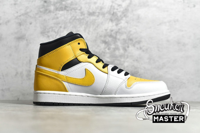 NIKE AIR JORDAN 1 MID WHITE/BLACK/UNIVERSITY GOLD 554724-170