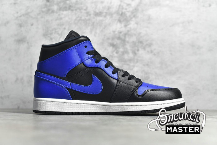 NIKE AIR JORDAN 1 MID HYPER ROYAL BLACK/HYPER ROYAL/WHITE 554724-077