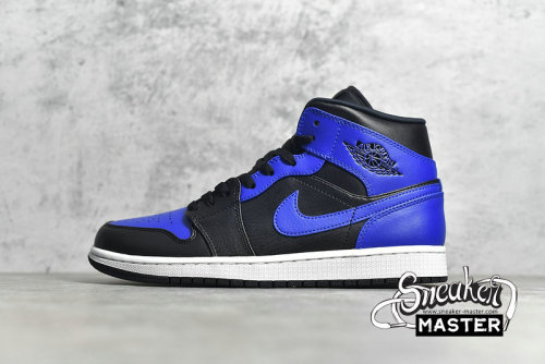NIKE AIR JORDAN 1 MID HYPER ROYAL BLACK/HYPER ROYAL/WHITE 554724-077
