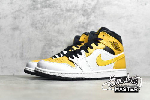 NIKE AIR JORDAN 1 MID WHITE/BLACK/UNIVERSITY GOLD 554724-170