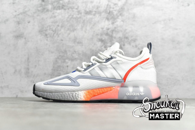 ADIDAS ZX 2K BOOST SHOES CLOUD WHITE/METALLIC SILVER/GLOW BLUE FY5725