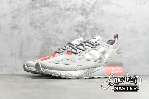 ADIDAS ZX 2K BOOST SHOES GREY ONE/SILVER METALLIC/SOLAR RED FX7028