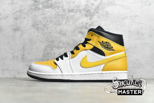NIKE AIR JORDAN 1 MID WHITE/BLACK/UNIVERSITY GOLD 554724-170