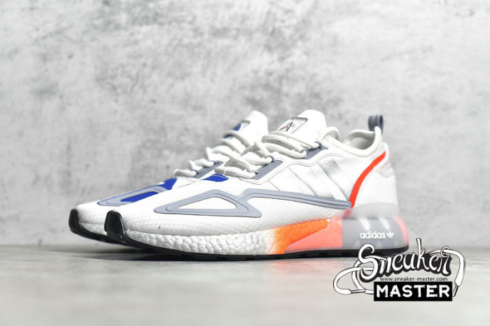 ADIDAS ZX 2K BOOST SHOES CLOUD WHITE/METALLIC SILVER/GLOW BLUE FY5725