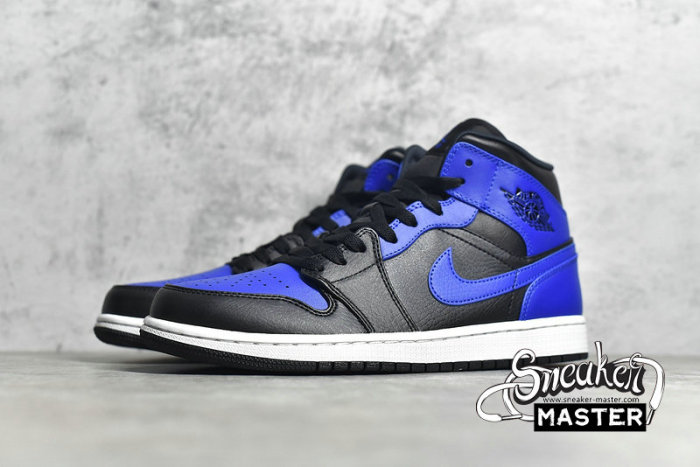 NIKE AIR JORDAN 1 MID HYPER ROYAL BLACK/HYPER ROYAL/WHITE 554724-077