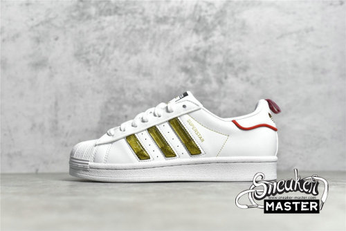 ADIDAS SUPERSTAR SHOES CLOUD WHITE/GOLD/RED GX7914