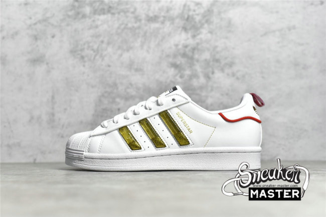 ADIDAS SUPERSTAR SHOES CLOUD WHITE/GOLD/RED GX7914