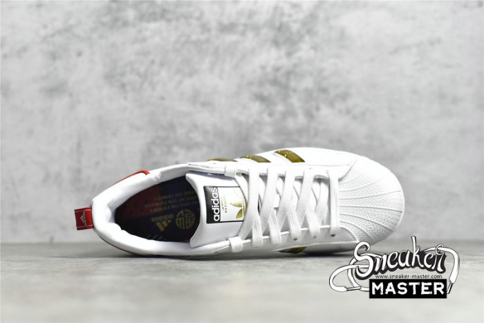 ADIDAS SUPERSTAR SHOES CLOUD WHITE/GOLD/RED GX7914