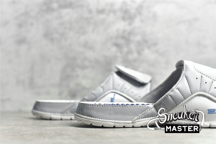 NIKE AIR JORDAN HYDRO 12 RETRO SLIDES WOLF GREY/WHITE/NAVY BLUE 820265-007
