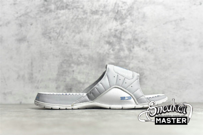 NIKE AIR JORDAN HYDRO 12 RETRO SLIDES WOLF GREY/WHITE/NAVY BLUE 820265-007
