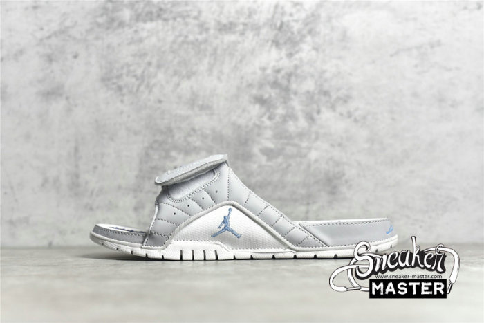 NIKE AIR JORDAN HYDRO 12 RETRO SLIDES WOLF GREY/WHITE/NAVY BLUE 820265-007